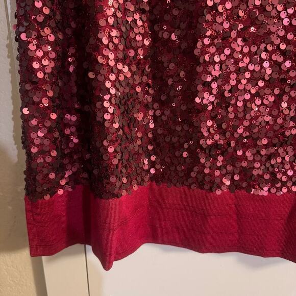 Misook Plus Size Sequined Lurex Melange Shimmery Metallic Tank Top Red Size 3X - Picture 3 of 9